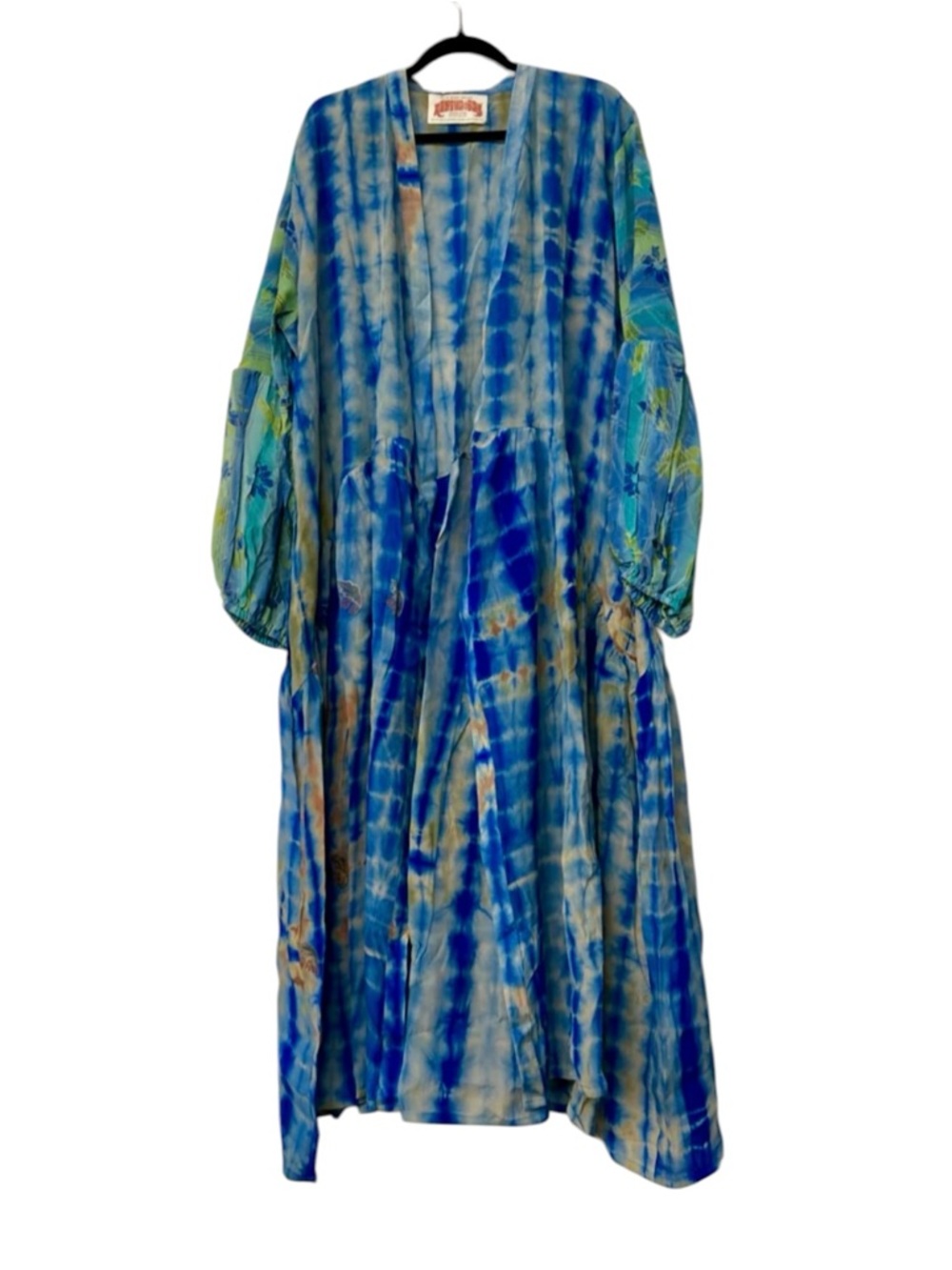 NWT Kantha Bae Evermore Kimono in Blue Tie Dye Sz 00-22/24 - Picture 4 of 9